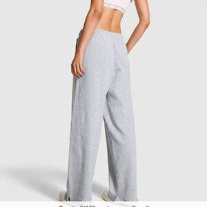PINK Victoria's Secret Ivy Fleece Wide-Leg Split-Hem Gray Sweatpants - NWT